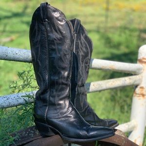 Black Tony Lama Cowgirl Boot 7.5